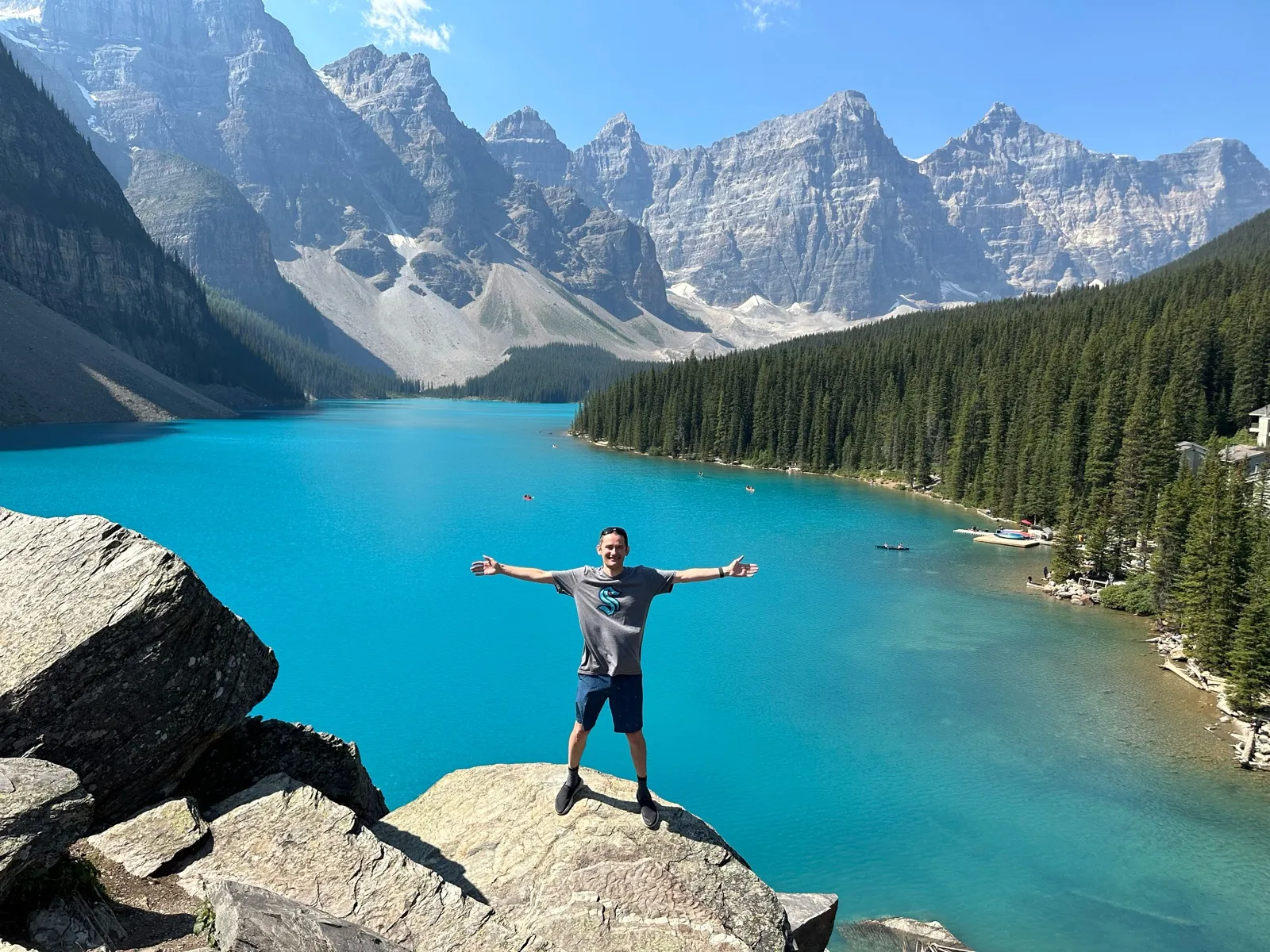 Mountain lake view in the Canadian Rockies